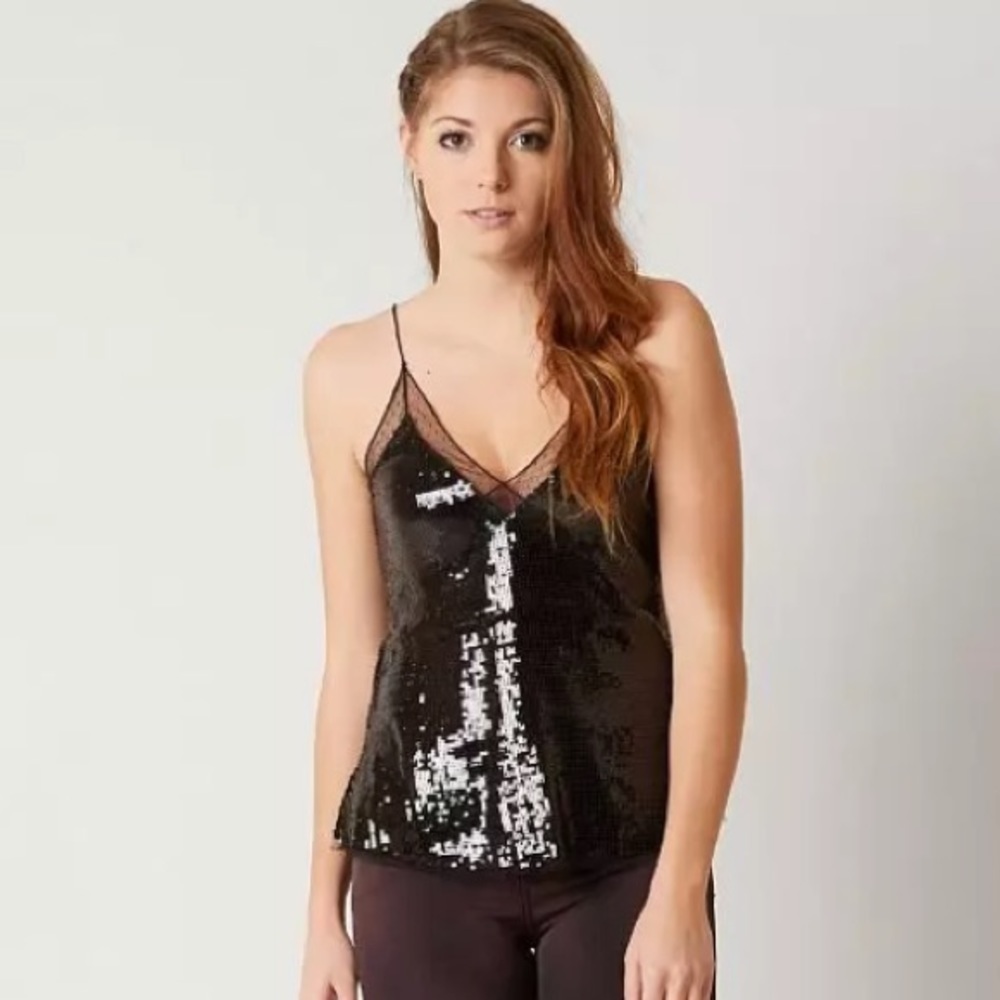 NWT Free People Black Sequin Sassy Tank Top Size XS - Picture 2 of 7